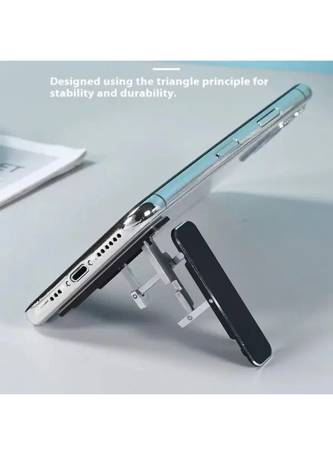 Black 3PCS Mini Foldable Adjustable Phone Stand Aluminum Alloy Desktop Mount Holder - Image 2